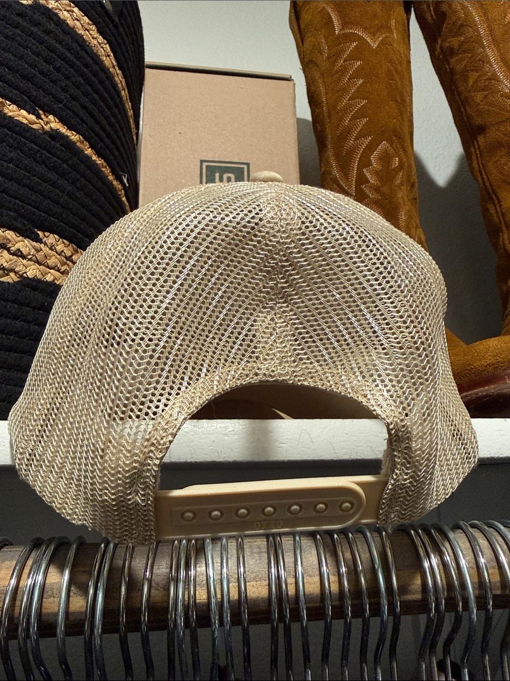 OTTO Outlaw Livin’ Beige Trucker Cap with Country Western Desert Cactus Graphic - Picture 6 of 10